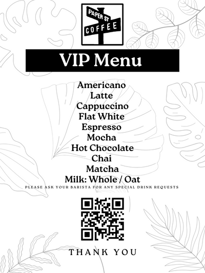 Paperstreet coffee Drink Menu at WZA 2025